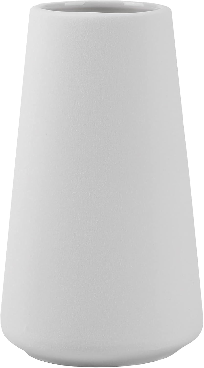 Simple Vase for Flowers Plants, Matte Vases for Modern Table Shelf Home Decor Wedding Decor, 6" H Frosted Elegant Ceramic Vase for Pampas Grass Fluffy Stem Bouquet Lavender Flowers (White, 1)
