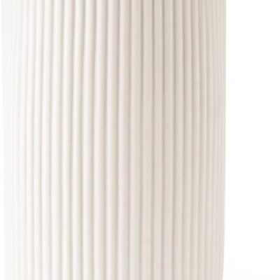 White Ceramic Vase for Flowers, 8 INCH Flower Vase Modern White Vase Home Decor, Small Vase, Ribbed Textured Vase for Pampas Grass Decorative Vase, for Farmhouse Coffee Table Bookshelf Home Living