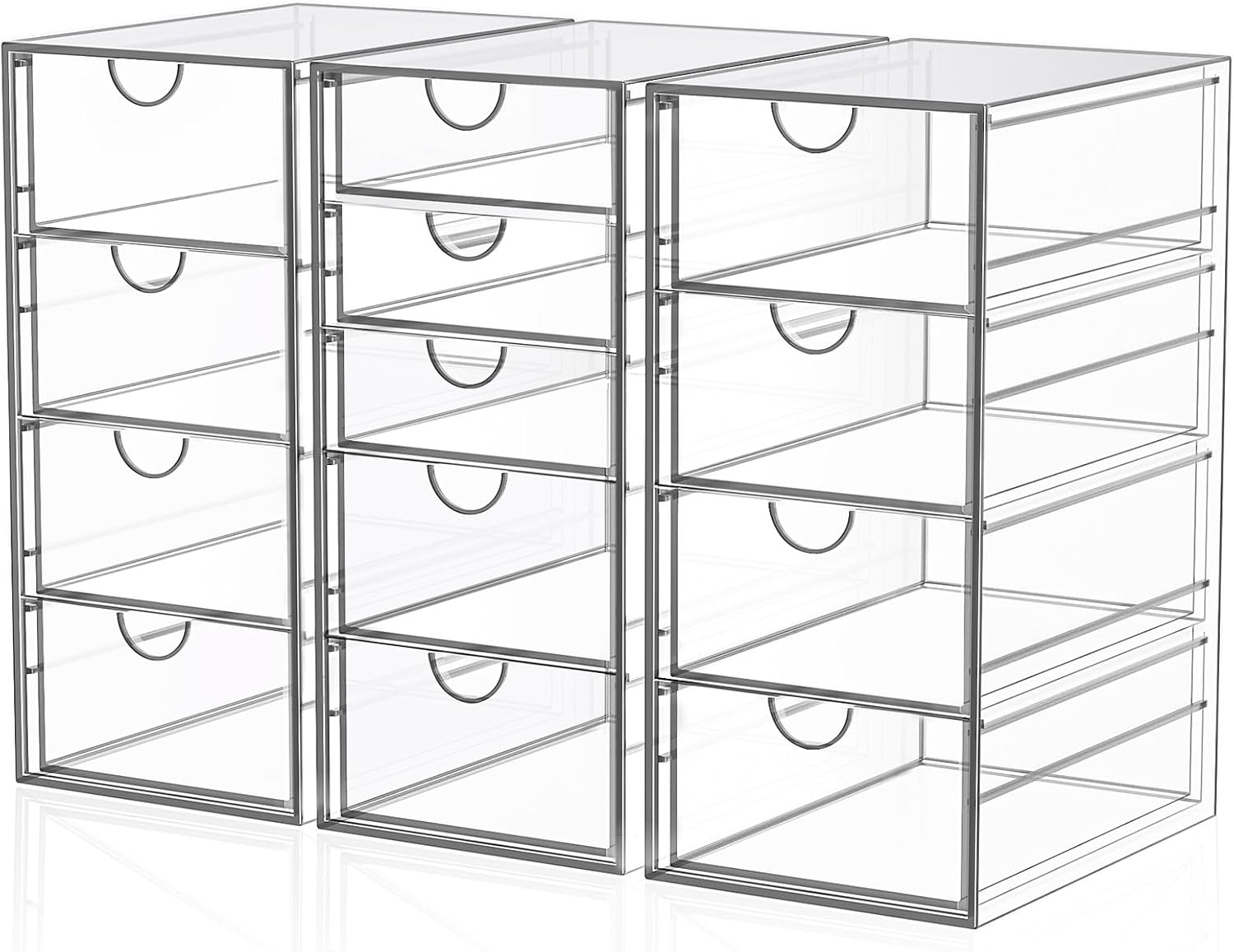 Acrylic Desk Organizers And Accessories With 13 Drawers, Office Desktop Drawers, Plastic Makeup Organizer Containers Bins With Drawers Desk Organization, Bathroom Organizers Storage Cushion Box Cube