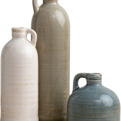 Ceramic Jug Vase Set, Farmhouse Decor, Kitchen, Bedroom, Office, Living Room, Bathroom, & Coffee Table Centerpiece Decorations, Vases for Decor, Mantle & Shelf