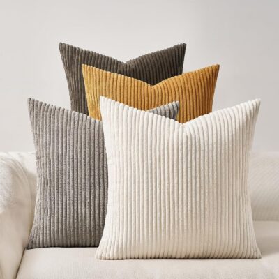 Brown Double-Sided Velvet Decorative Throw Pillow Set (4-Piece)